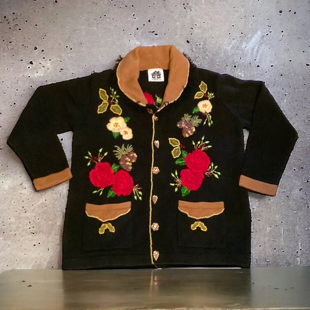 Storybook Knits Holiday Cardigan L/XL Black